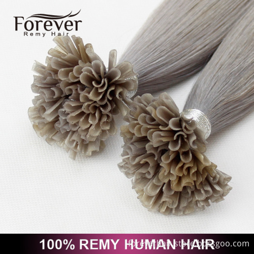 Forever keratin 100 cheap straight remy human #Silver u tip hair extension wholesale